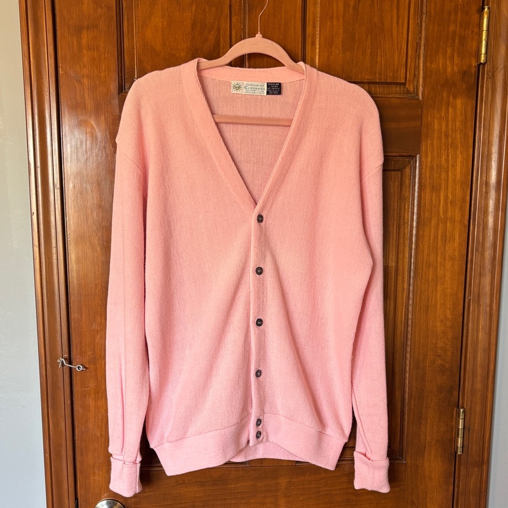 Vintage Pink V-Neck Button-Up Cardigan Size Large